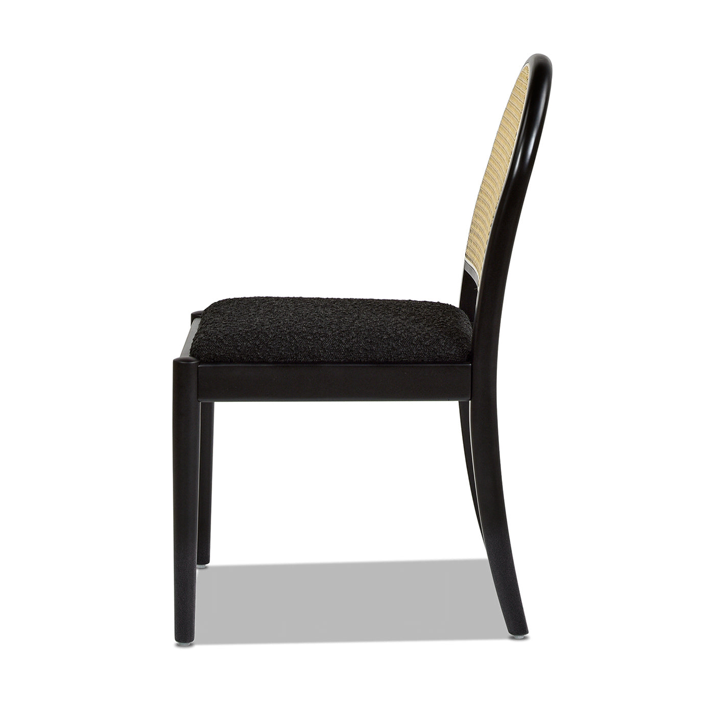 Panama 18.5" Curved Resin Cane Rattan Side Dining Chair, Set of 2, Ebony