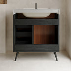 Modern Free-Standing Bathroom Vanity with Ceramic Sink & Sintered Stone Top