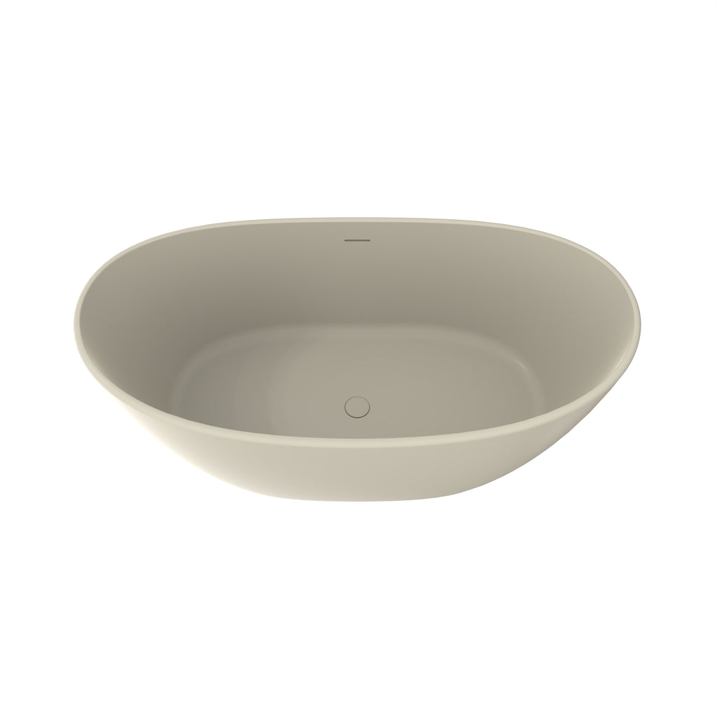 61 Inch Freestanding Solid Surface Soaking Bathtub