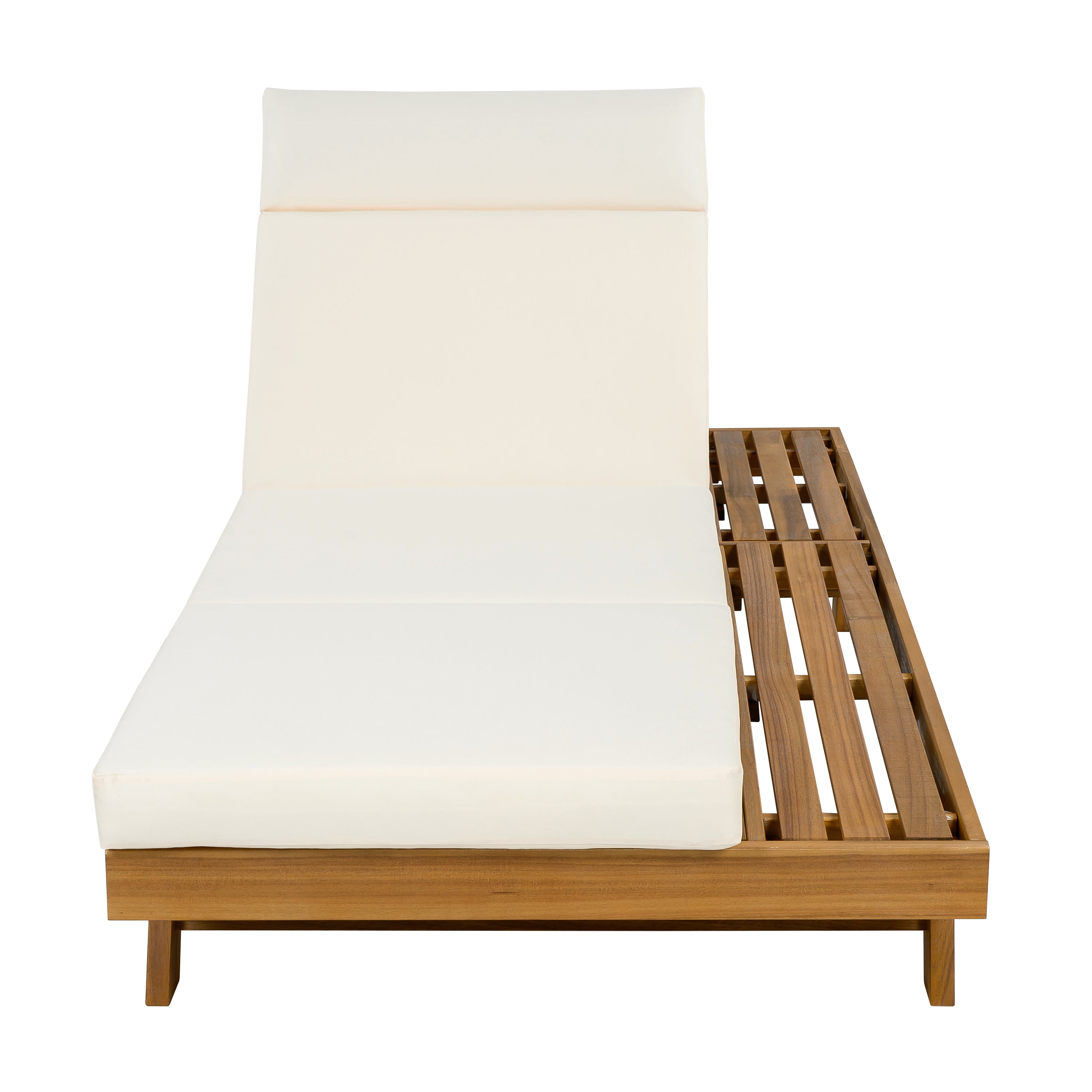 Lounge Chaise Set With Headrest - Acacia Wood & Water-Resistant Cushions