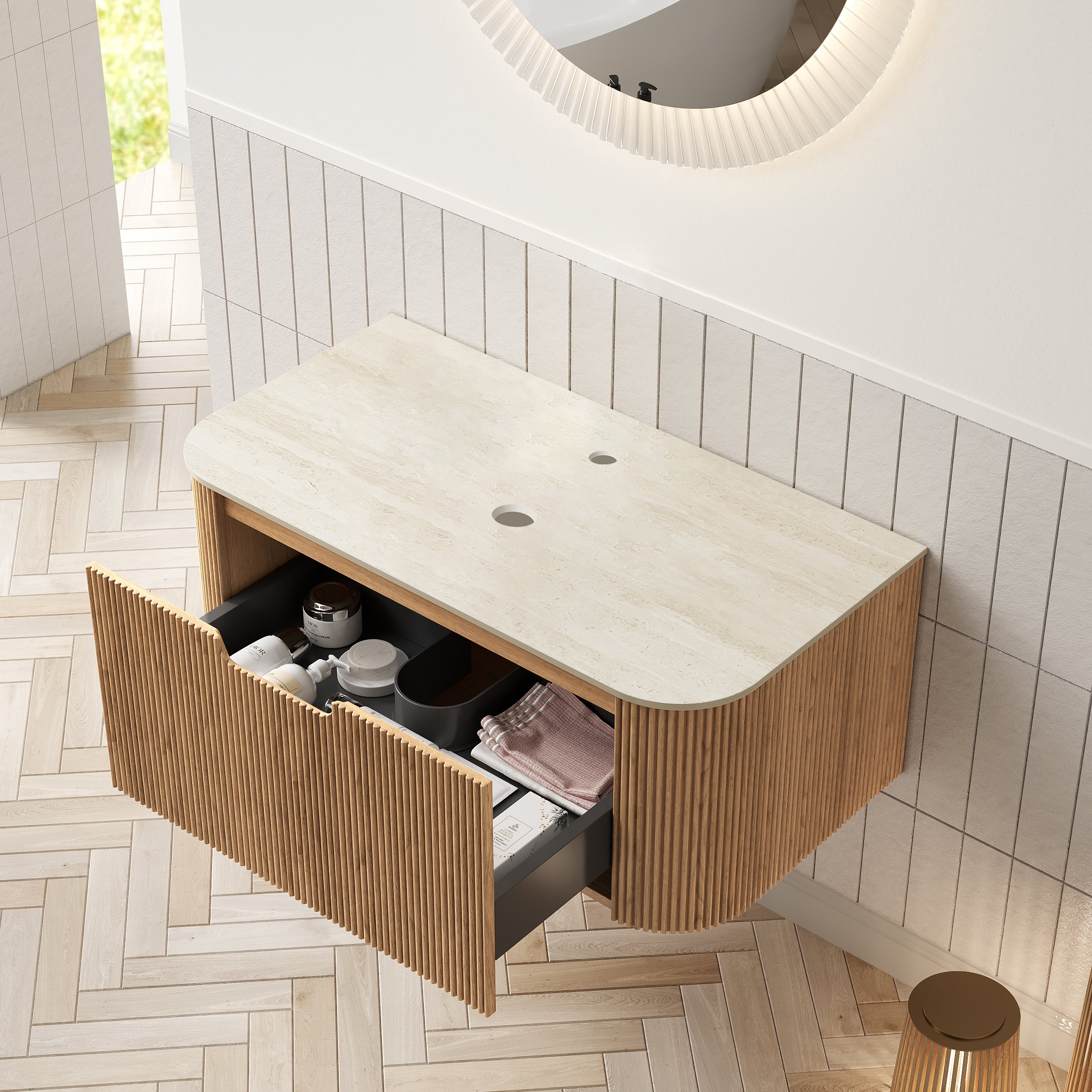 DINA 36'' Wall Mounted Plywood Cabinet with 1 Drawer