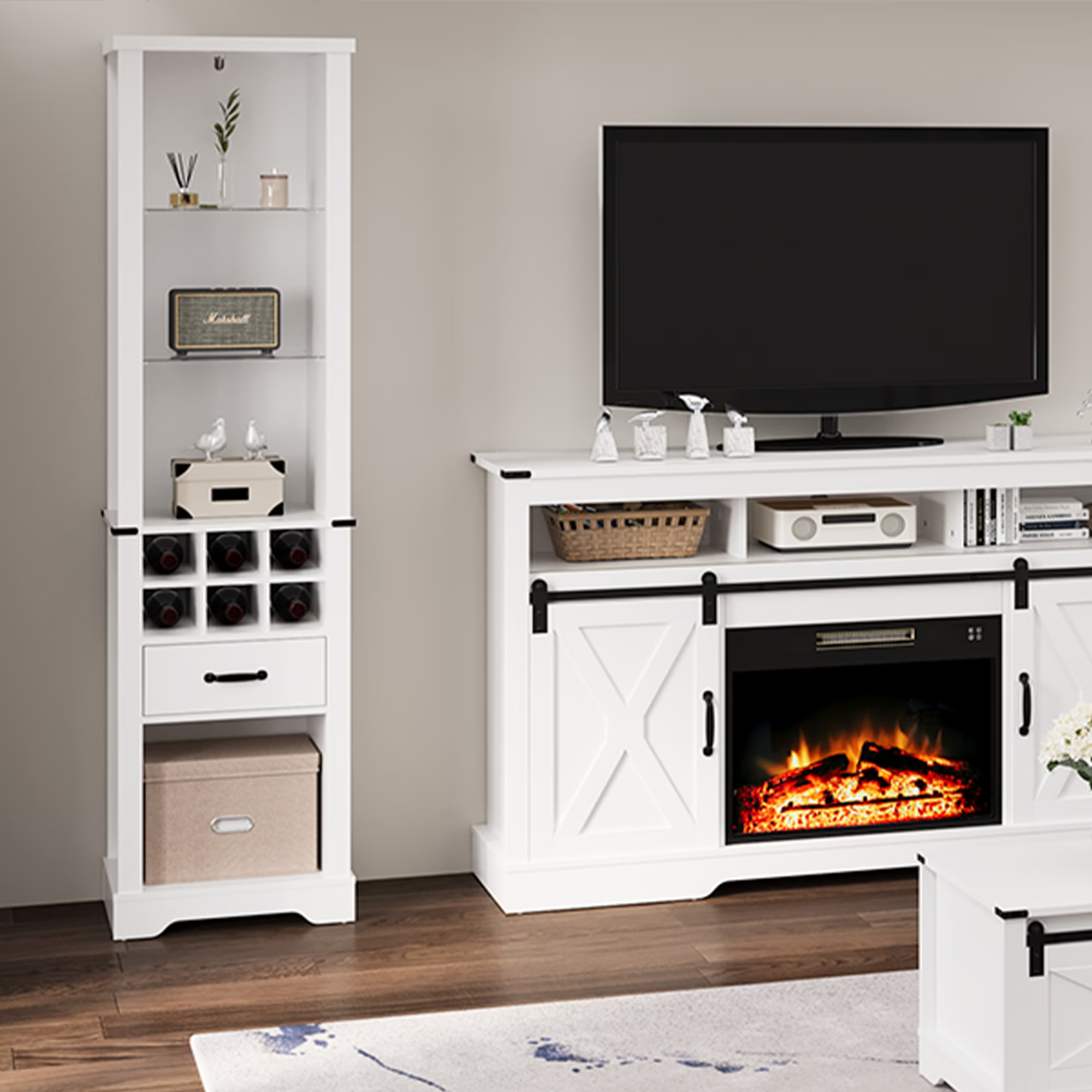 75'' Tall Storage Cabinet with LED Light