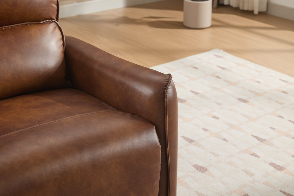 Brown Color Air Leather Electric Recliner Chair with Rocker and Swivel