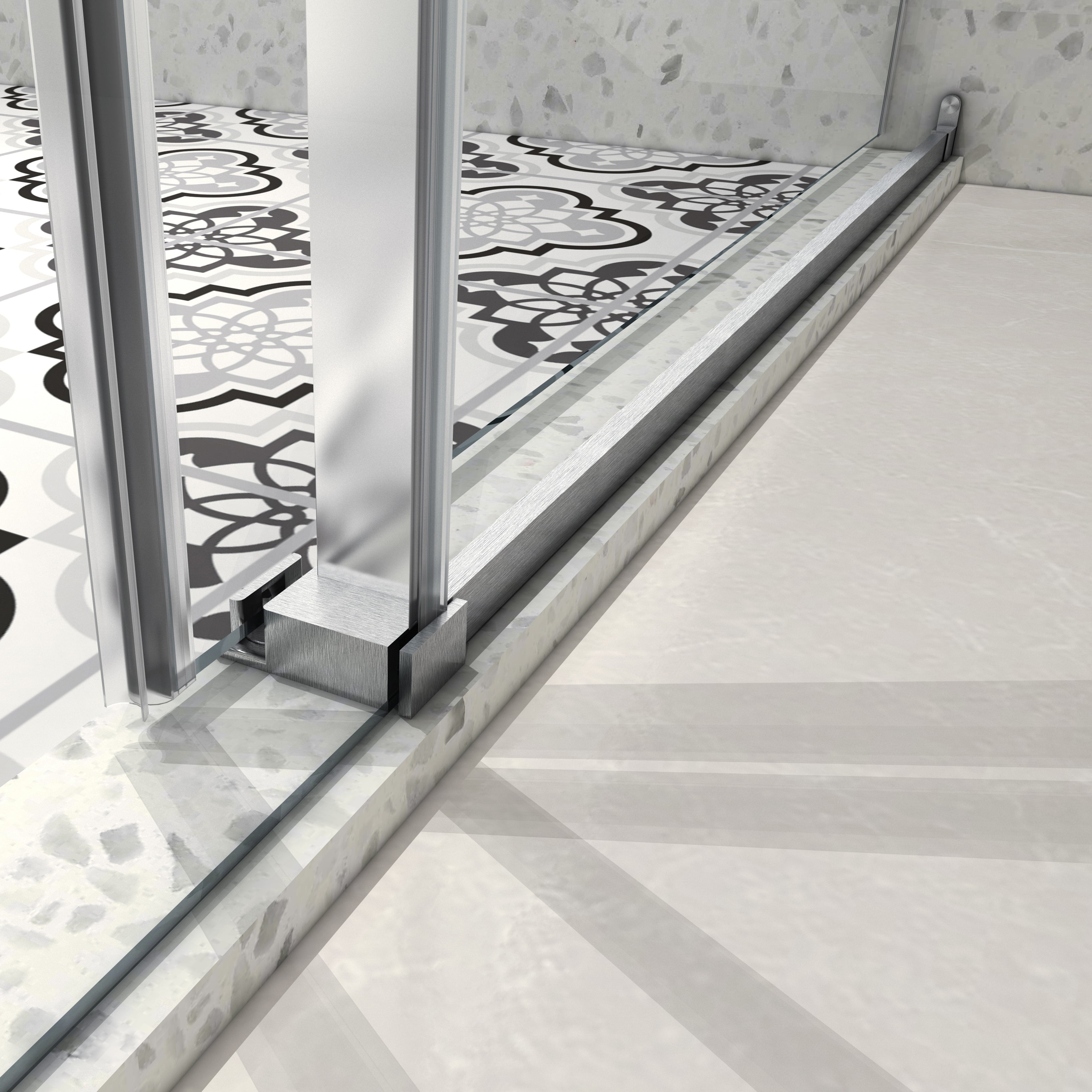 Brushed Nickel Frameless Shower Door