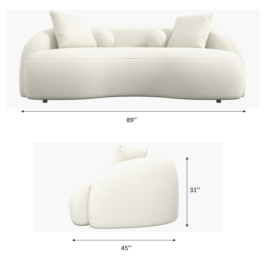 Drake Japandi Style Curvy Boucle Sofa