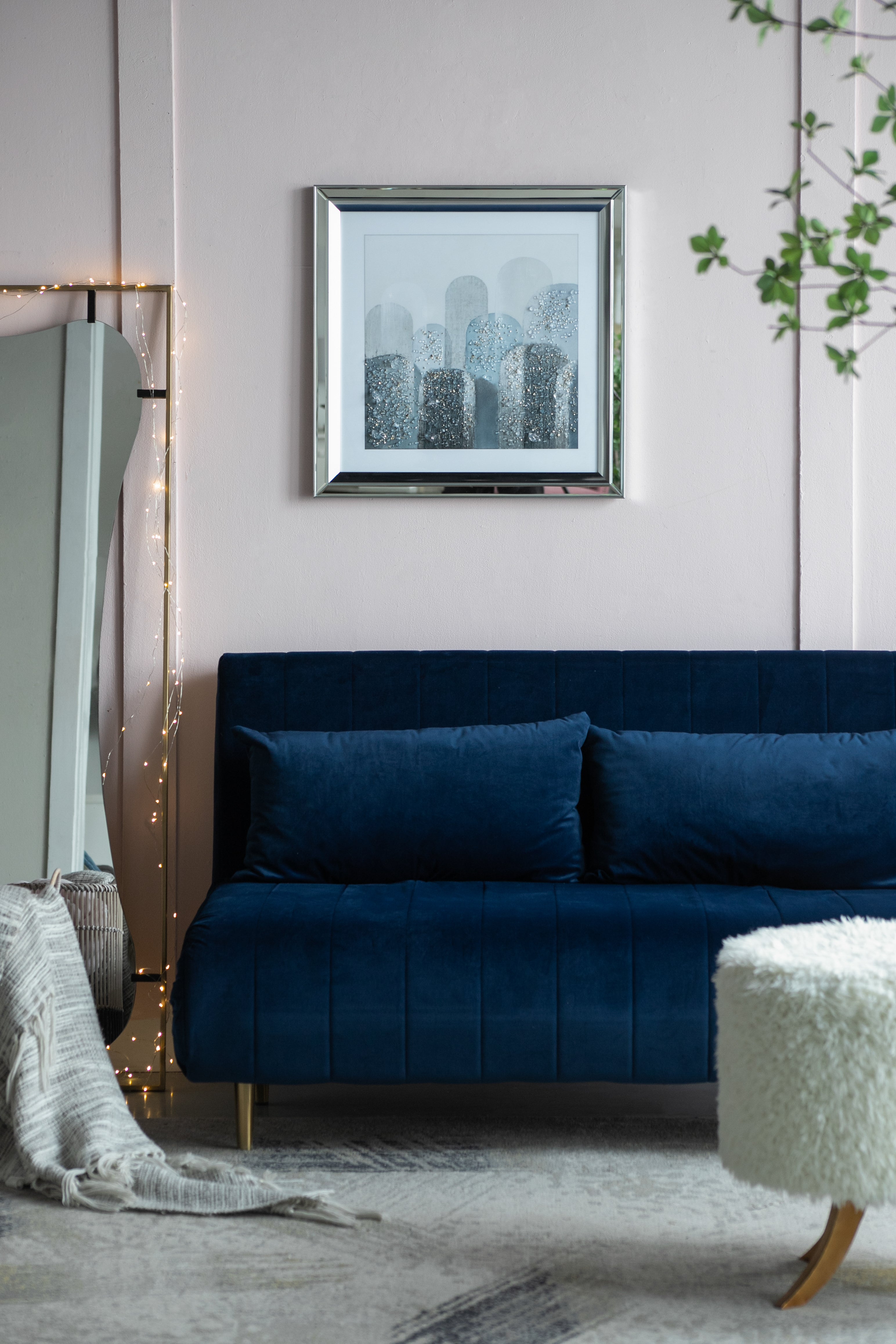 S/2 23.6x23.6" Kaiden Crystal Mirror Framed Wall Art