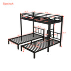 Metal Twin Over Twin & Twin Bunk Bed for 3