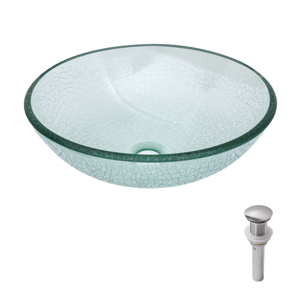 Bathroom Artistic Tempered Crackle-Glass Vessel Sink