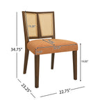 Rattan Dining Chair Without Arm (Walnut + Caramel) Set of 2
