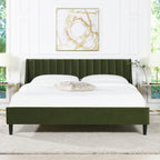 Aspen Vertical Tufted Headboard Platform Bed Set, King, Olive
