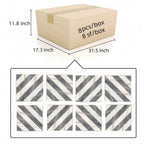12x12 Waterjet Polished Marble Tile - White & Gray