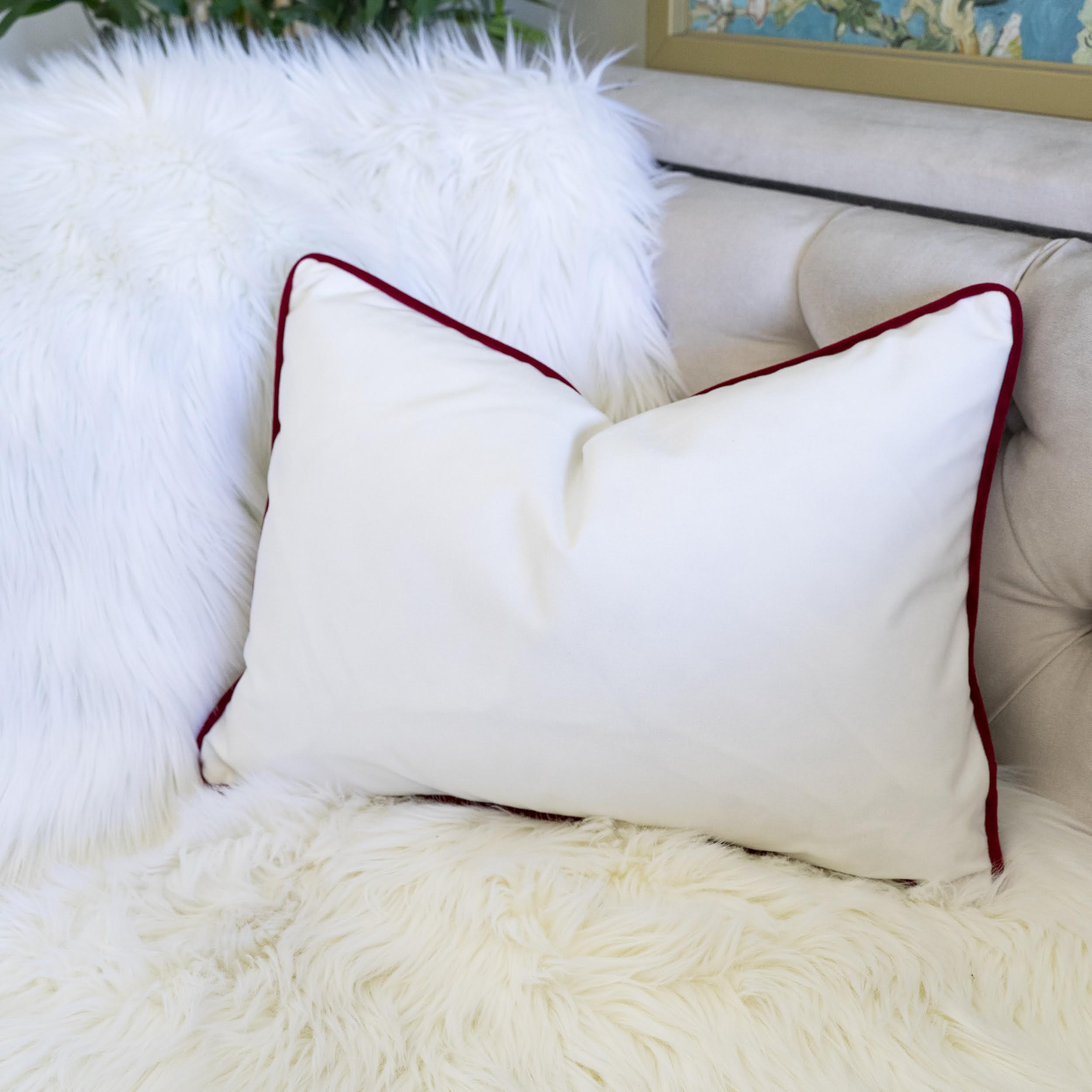 JOY Embroidered Christmas Throw Pillow