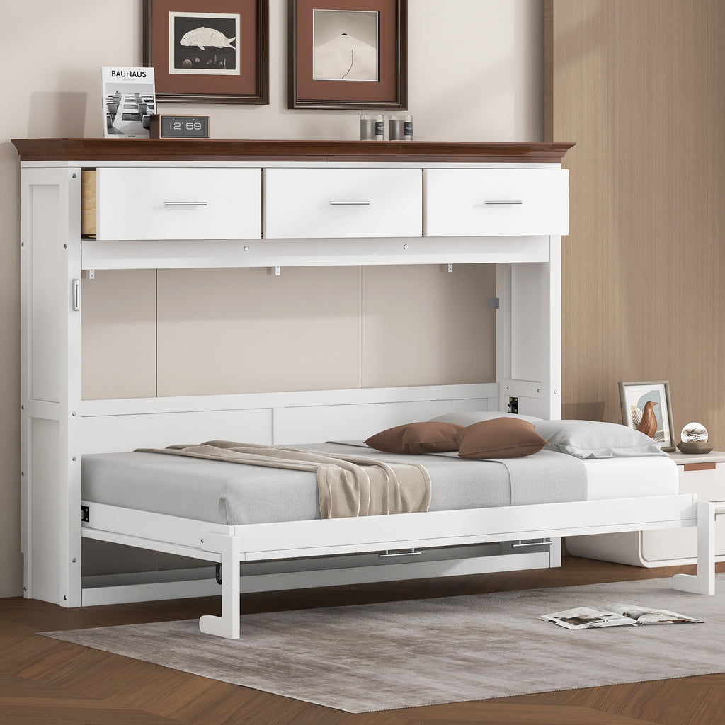 Twin Size Murphy Bed with 3 Drawers