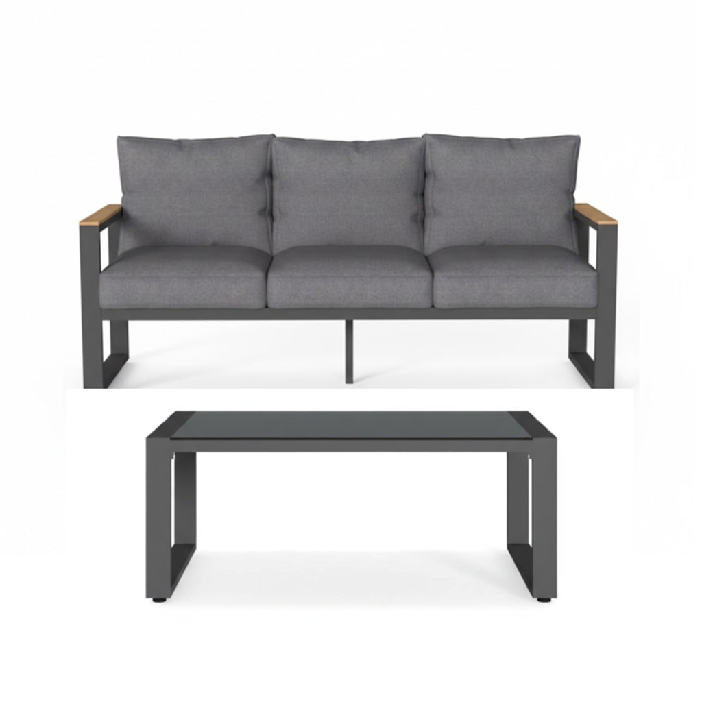 2-Piece 3-Seat Outdoor Sofa Couch Set