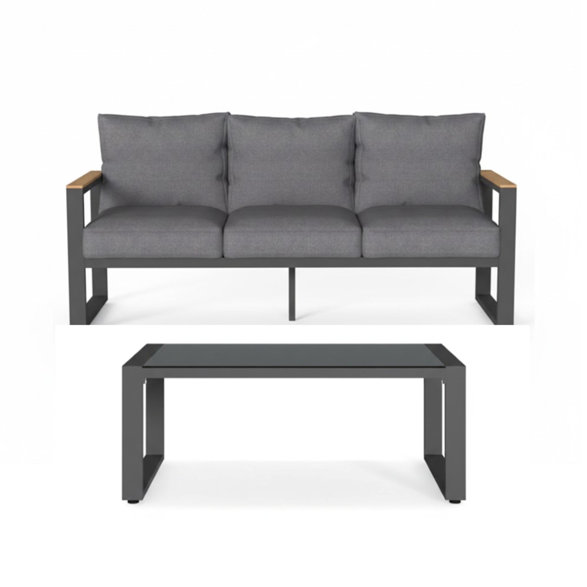 2-Piece 3-Seat Outdoor Sofa Couch Set