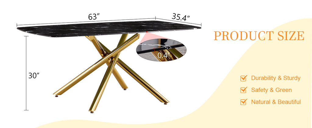 Luxurious 63"x35.4" Dining Table
