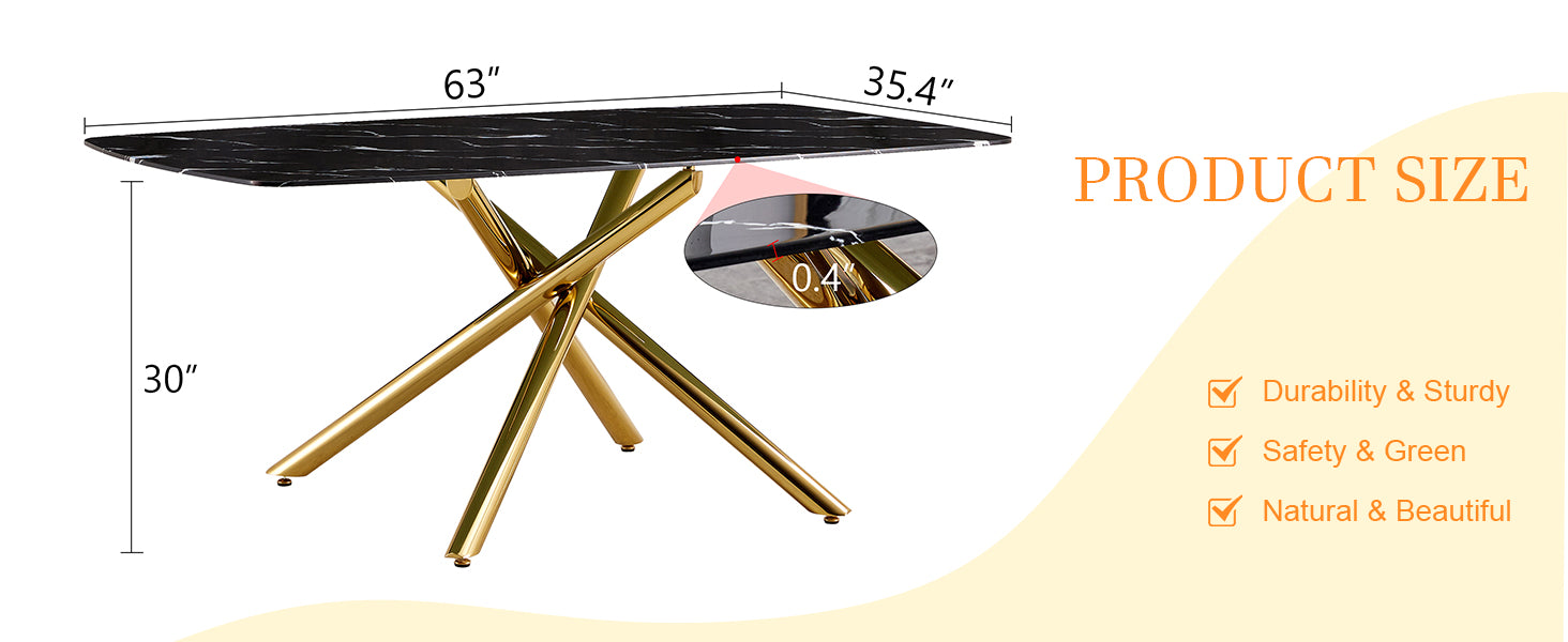 Luxurious 63"x35.4" Dining Table
