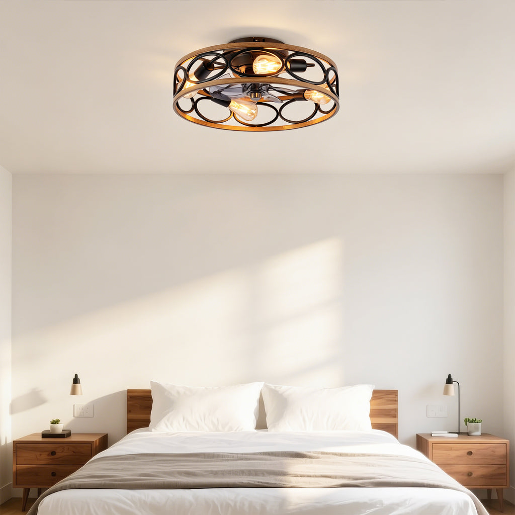 19 Inch 7 Blades Caged Ceiling Fan with Remote Control