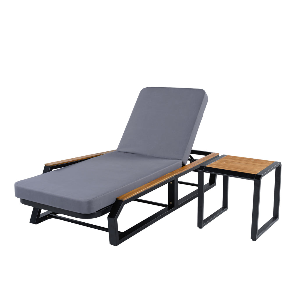 3-Piece Adjustable 5-Position Outdoor Chaise Lounge Set