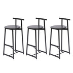 27''H Barstool Set of 3 Wooden Round Bar Stools with Footrest