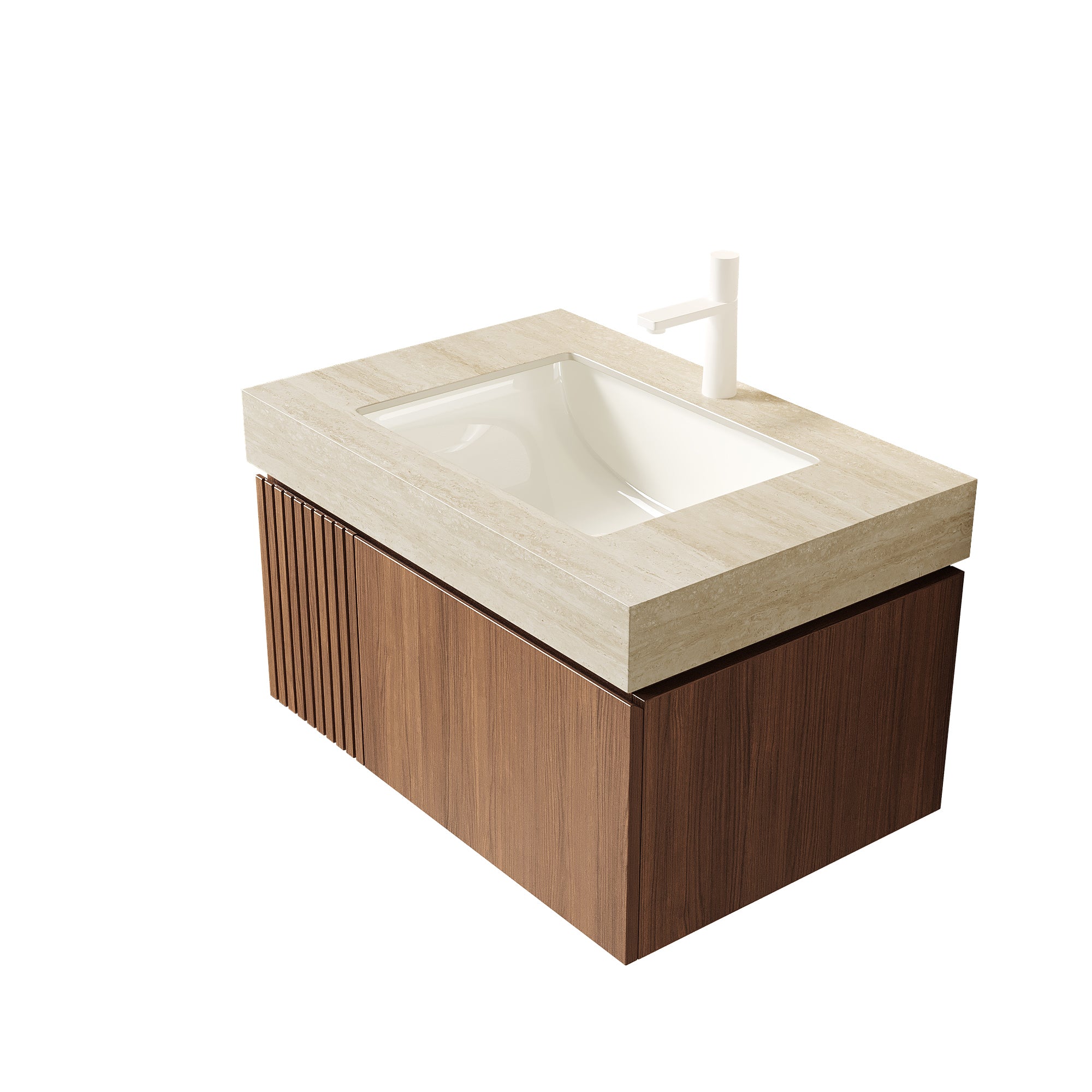 30" MURI Roma Travertine-Pattern Countertop and Undermount Ceramic Basin