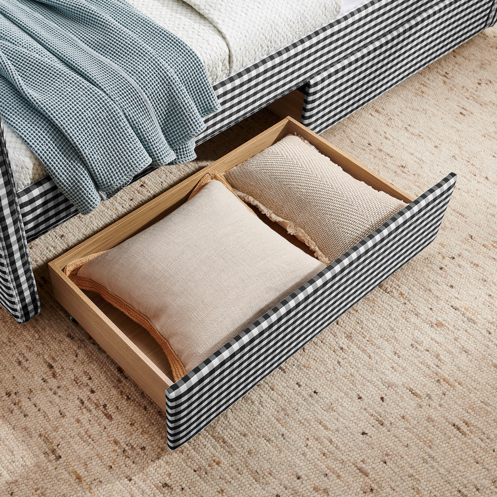 Twin Size Cozy Gingham Daybed with Two Storage Drawers