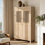 Arden 83" Tall Solid Reclaimed Pine Lattice 2-Door Bookcase