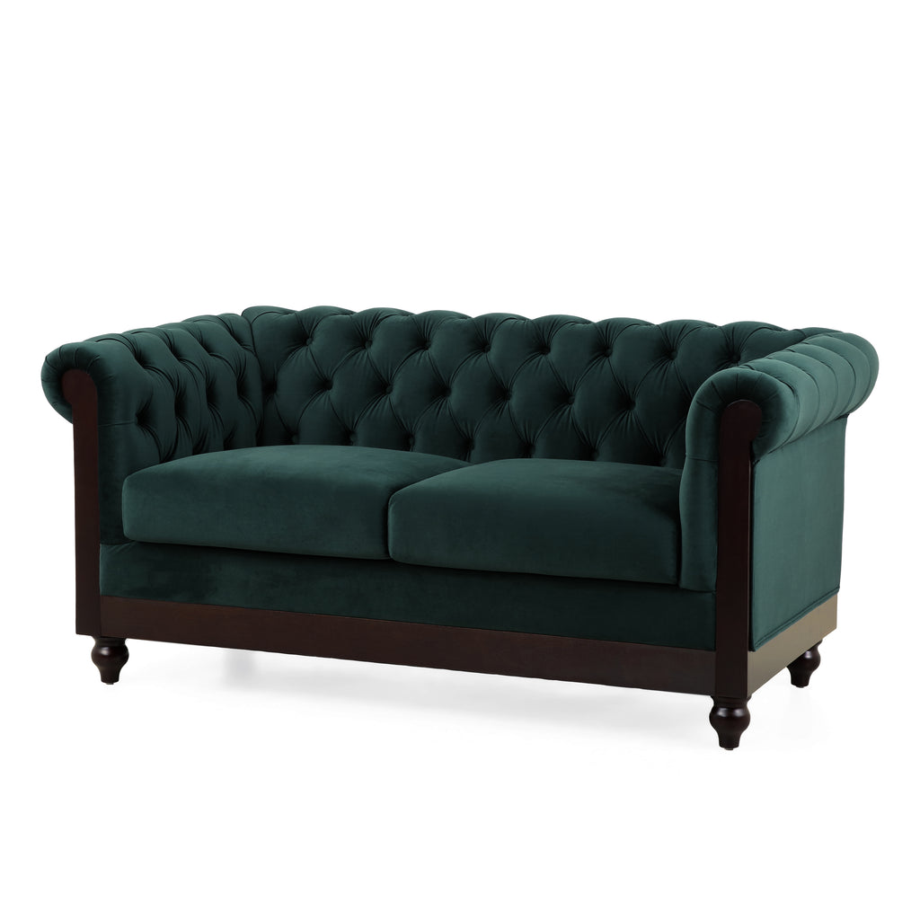 VIVALUX 59.44" Chesterfield Velvet Loveseat Sofa