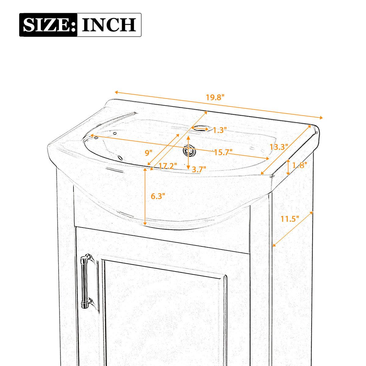 20-Inch Bathroom Vanity with Ceramic Sink