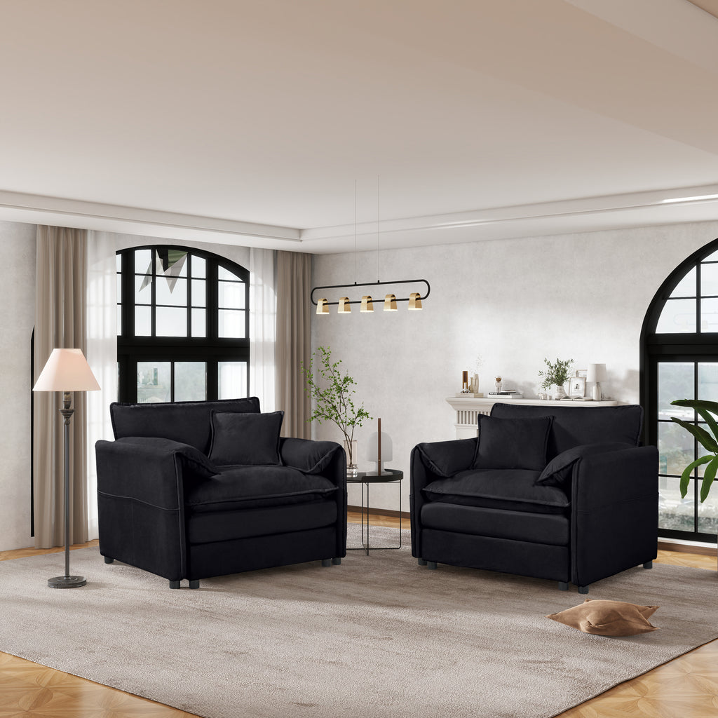 Oversized Chenille Accent Chair Set of 2