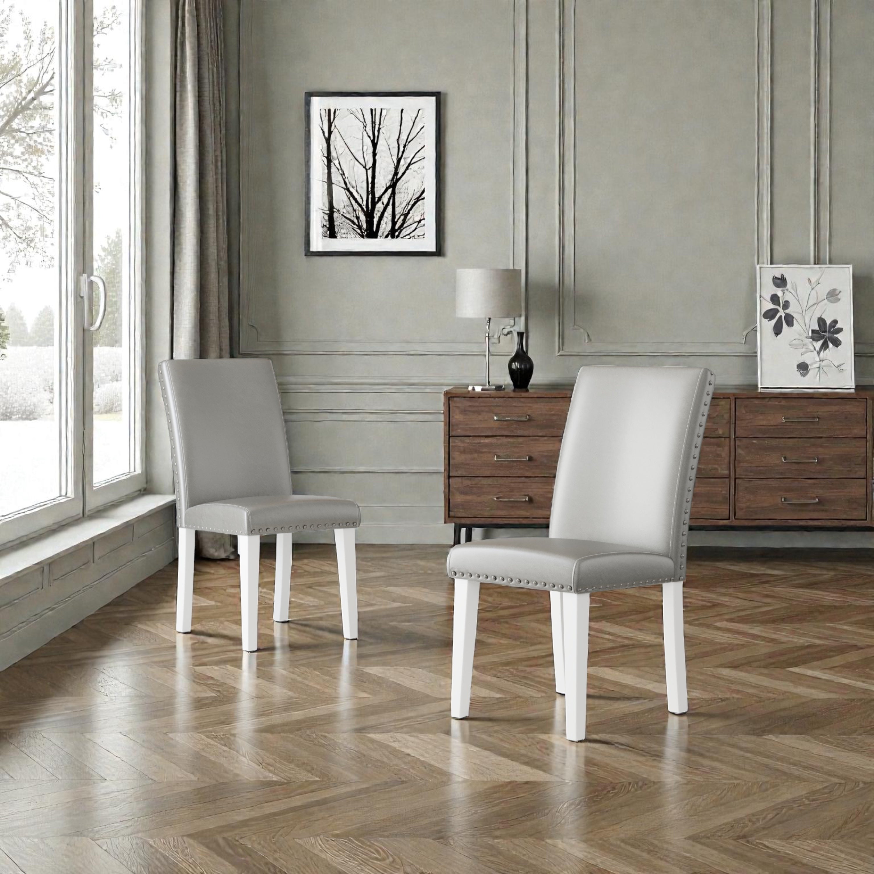 Upholstery Dining Chair Set - Silver and White