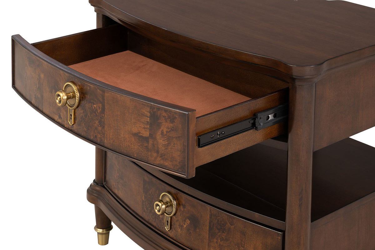 Traditional Style 1pc Nightstand Power Outlet Round Key Knobs