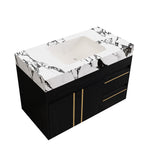 36" Floating Bathroom Vanity with Ceramic Sink and Faux Marble Top