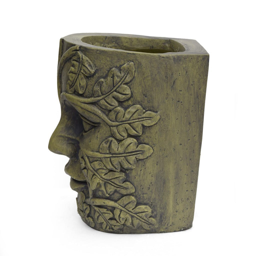 MGO Garden Urn Planter Antique Green Outdoor Patio Flower Pot Cast Stone 14.25"