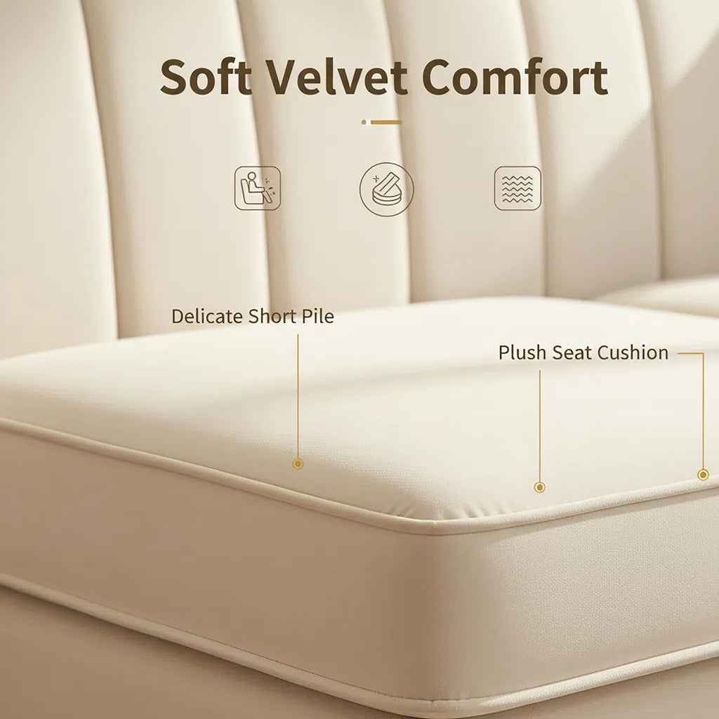 Modern Velvet 3-Seater Chesterfield Sofa