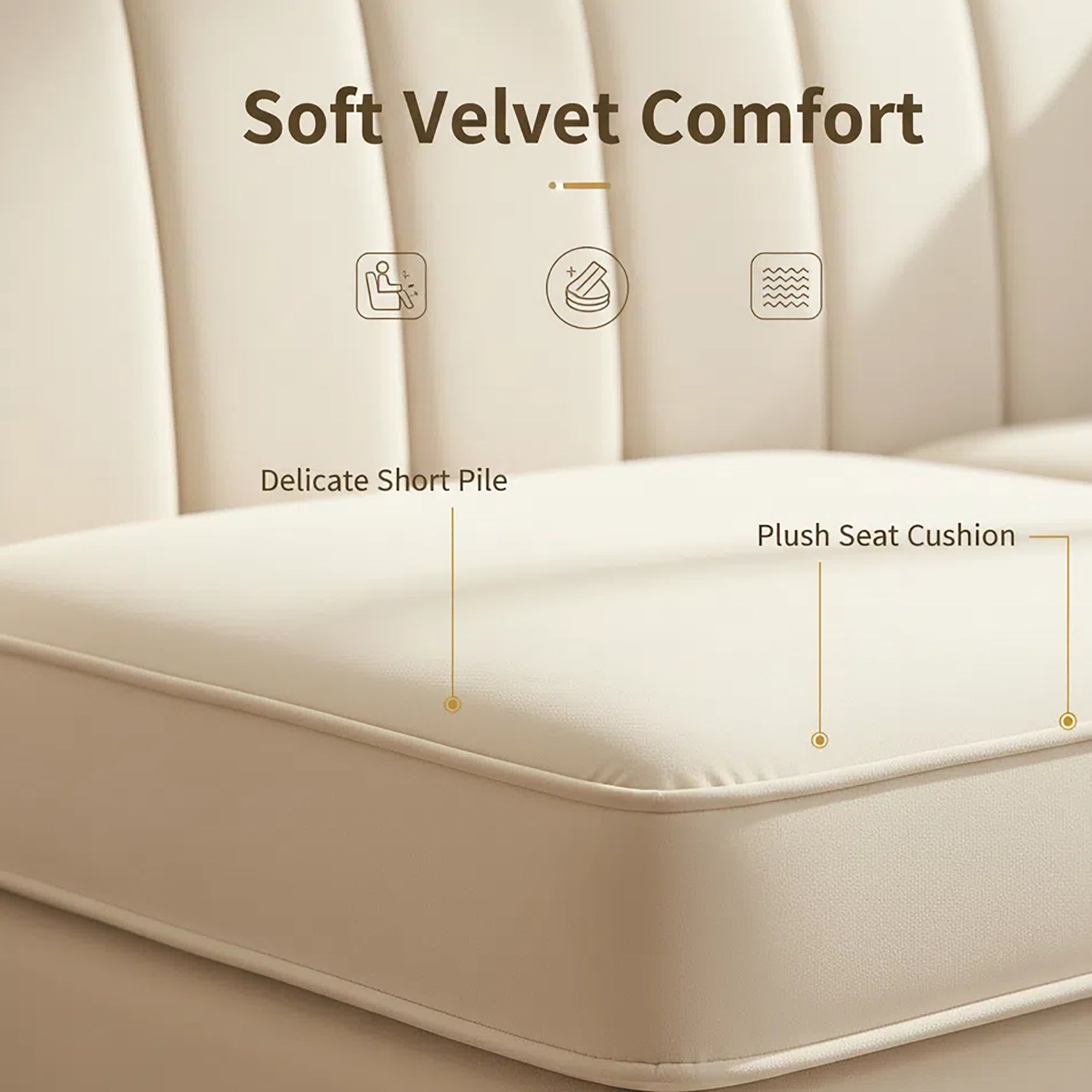 Modern Velvet 3-Seater Chesterfield Sofa