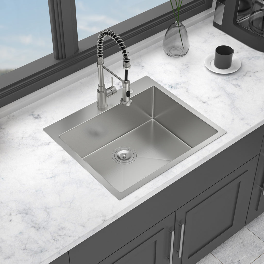 24 x 18 x 9 Inch Kitchen Sink Drop In 16 Gauge Stainless Steel