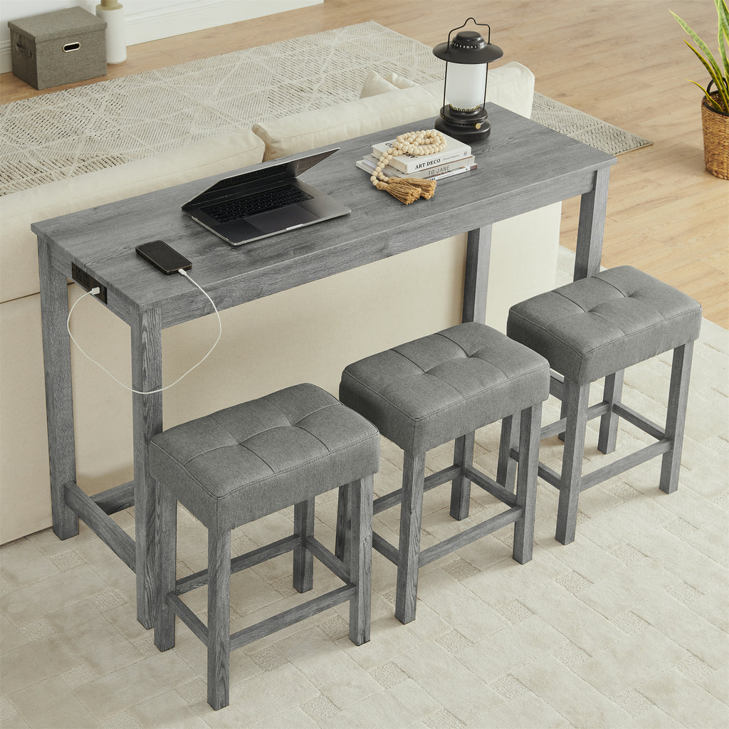 59 Inch Bar Table, Dining Table and Chair Set