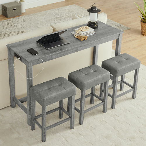 59 Inch Bar Table, Dining Table and Chair Set