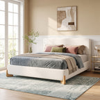 Elegant Boucle Upholstered Bed in Queen Size