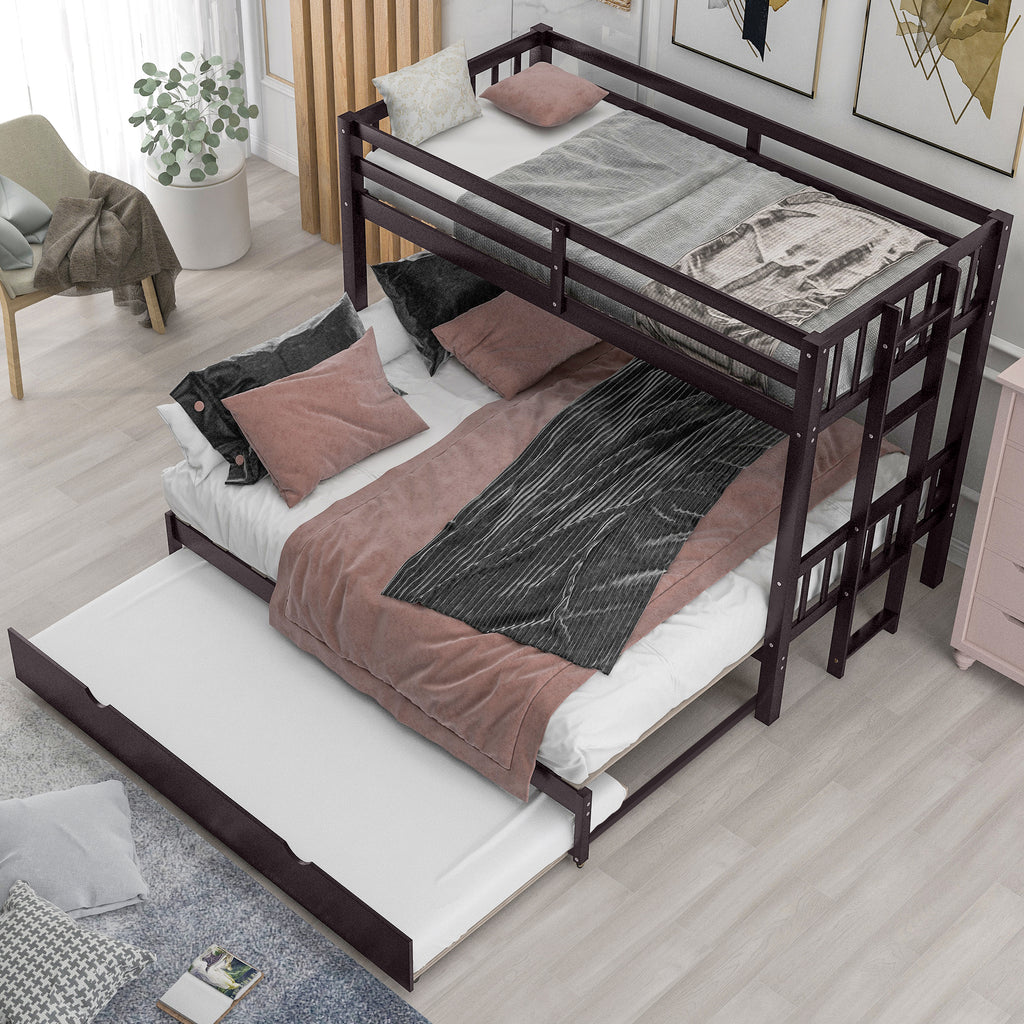 Twin Over Pull-out Bunk Bed with Trundle, Espresso