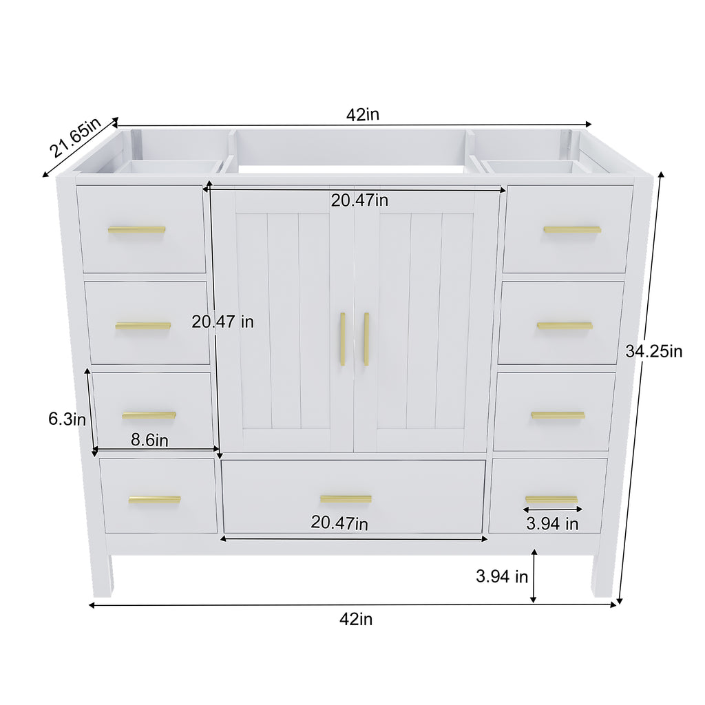 42" Bathroom Vanity Base Cabinet with 2 Soft-Close Double Doors