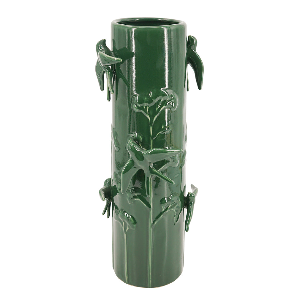 Tall Ceramic Vase - Deep Forest Green