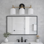 Meadows Three Lights Vanity Brushed Gold Bathroom Lighting