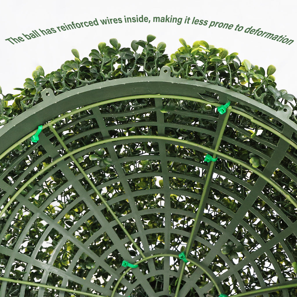 18.5In Dark Artificial Topiary Balls Outdoor Faux Boxwood Decorative