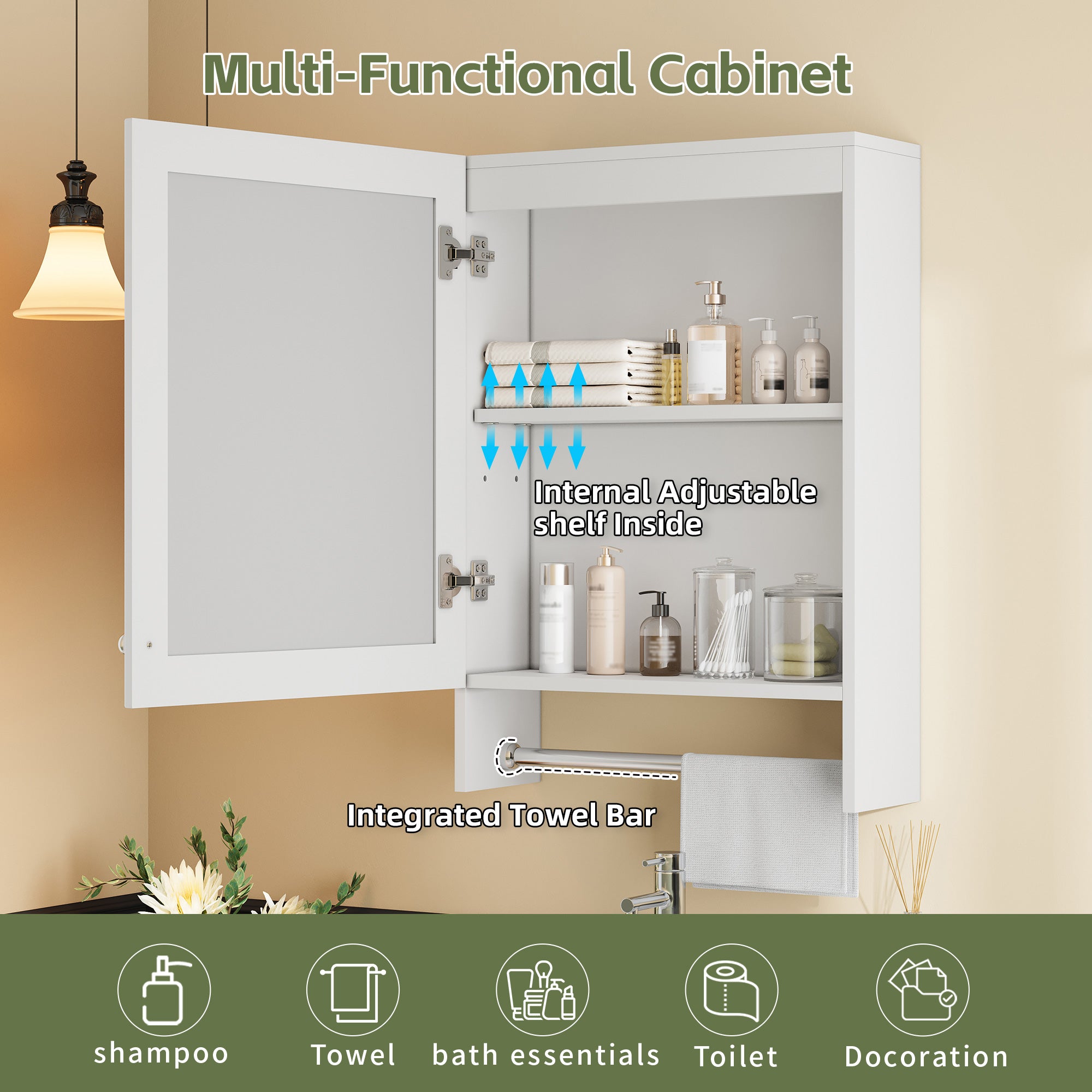 3-in-1 Bathroom Mirror Cabinet