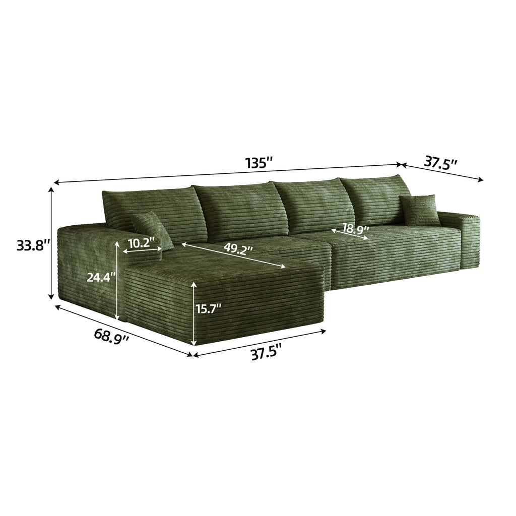 135" Cloud Sectional Couch with L-Shape Chaise