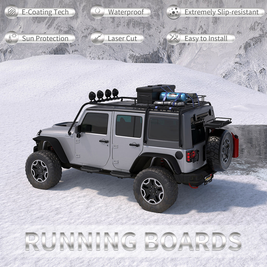 Running Boards For 07-18 Jeep Wrangler JK JKU 4 Doors