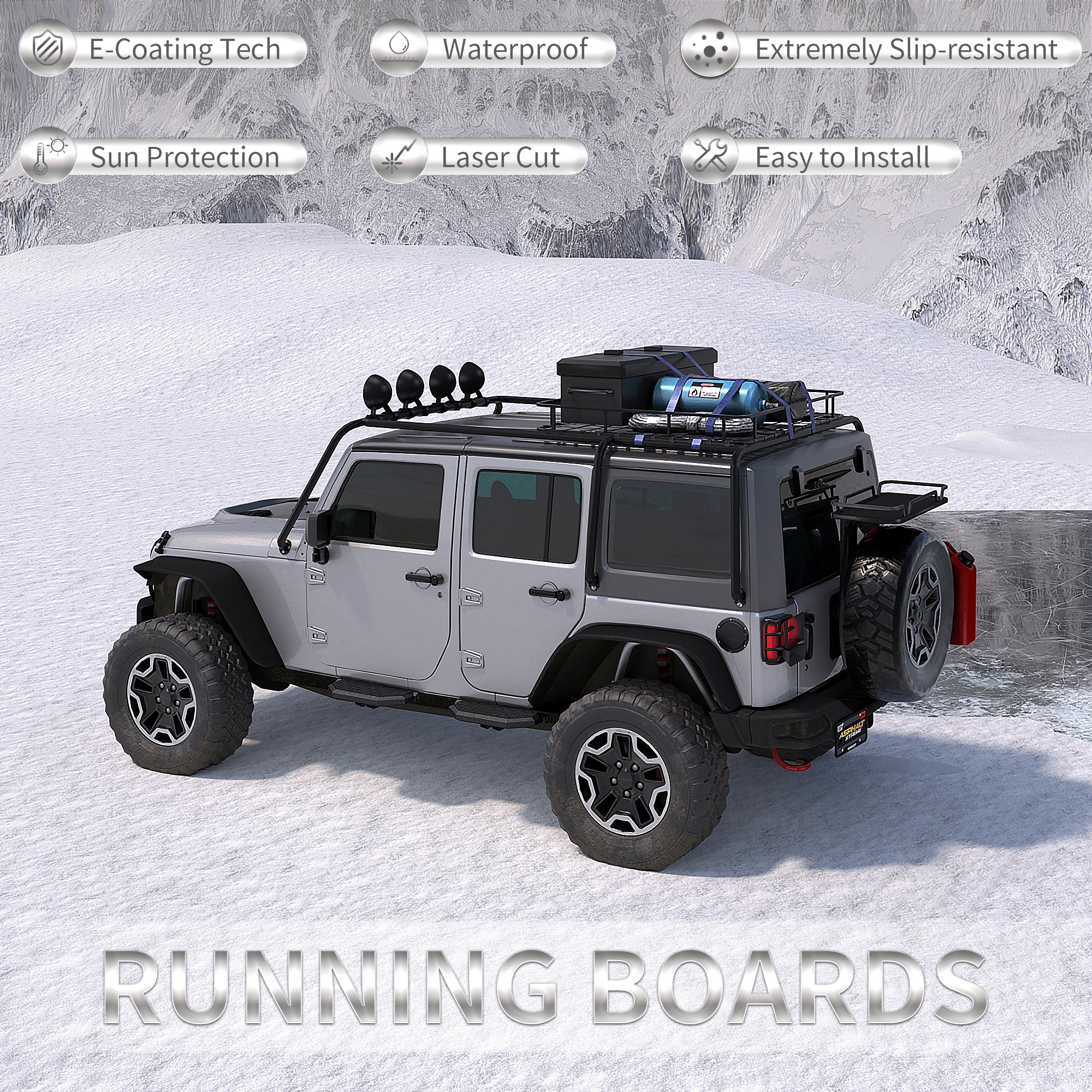 Running Boards For 07-18 Jeep Wrangler JK JKU 4 Doors