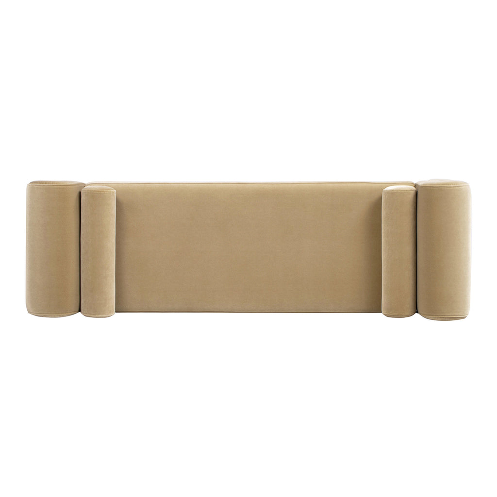 Mason 60.5" Arched Arm Bench with Bolster Pillows, Camel